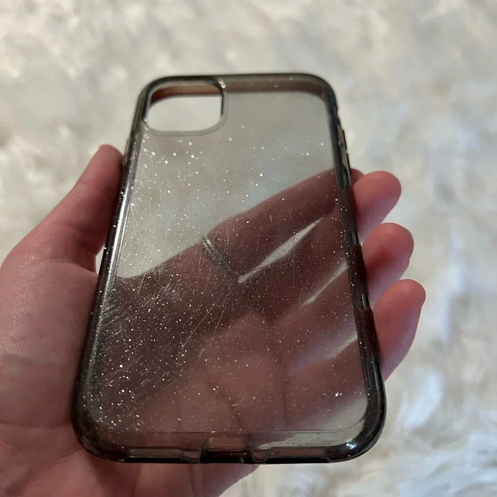 Iphone 11 pro lifeproof phone case sheer black with silver sparkles